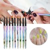 9pcs Gradient Handle Portable Nail Art Brush DIY Flower Pattern