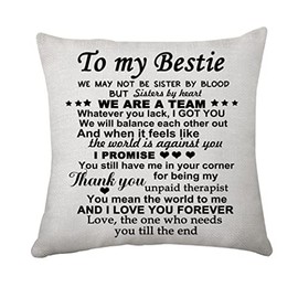 Hasodeo Gift for Bestie Cushion Covers Friendship Gift for Women Girl Sister Close Friends Pillowcase Gift for Birthday Christmas Graduation Present (To My Bestie)