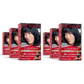 REVLON Colorsilk Color Permanent Hair Dye, #12 Natural Blue Black (Pack of 6)