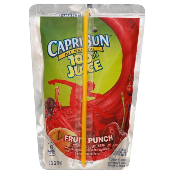 Capri Sun 100% Fruit Punch Juice Ready-to-Drink Juice (40 Pouches, 4 Boxes of 10)