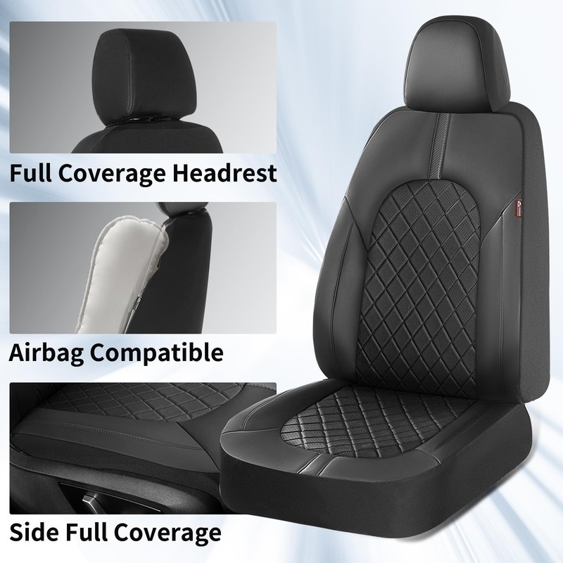 Coverado Seat Covers, Car Seat Covers Full Set, Black Front