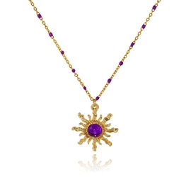 kepvrio Sun Necklace for Women,Rapunzel necklace Birthstone Necklace Sunstone Gemstone Healing Pendant Necklace Sunflower Opal Pendant Necklace Rapunzel Costume Trendy Jewelry (G-Style-G)