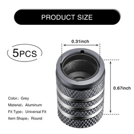 Ajxn 5 PCS Dog Paw Style Tubeless Valve Cover, 0.62" x 0.43" Screw-on Alloy Valve Cap, Suitable for Most Models (Gray)