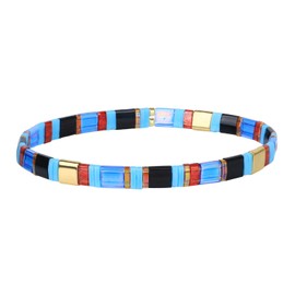 C·QUAN CHI Tila Bead Bracelet Women Strand Bracelet Flat Bead Bracelet Handmade Stack Friendship Bracelet 07H