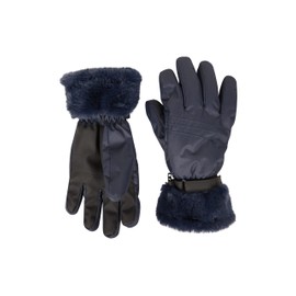 Mountain Warehouse Parallax Womens Waterproof Ski Gloves - Waterproof, Breathable, Faux Fur, Fleece Lining mitts - Best for Winter, Outdoors, Skiing, Winter Sports Navy XS