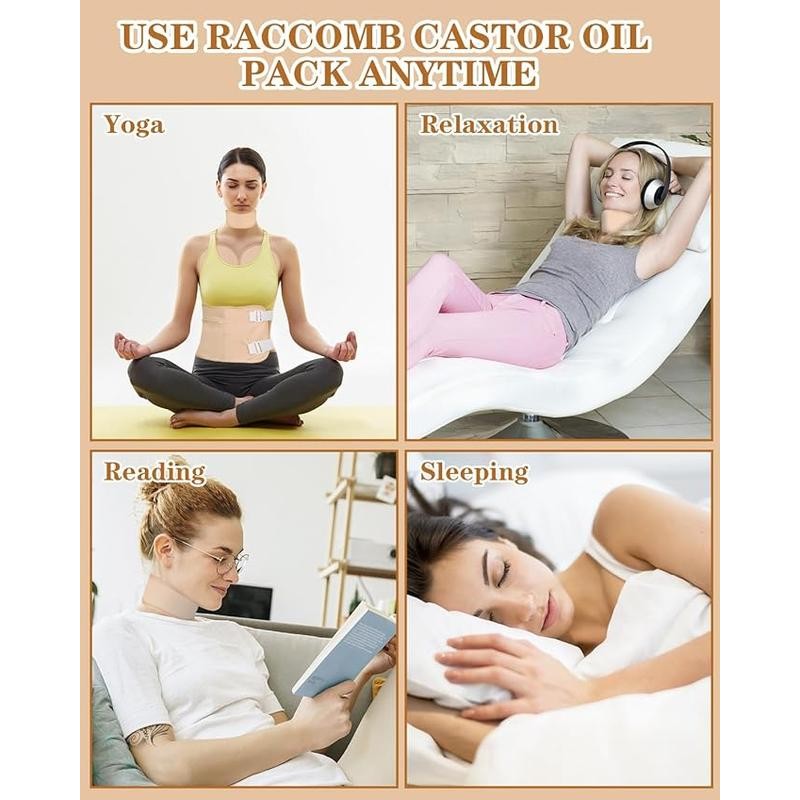 Castor Oil Pack Wrap Reusable Castor Oil Pack Kit, Adjustable