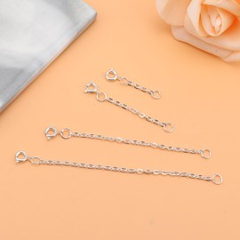 12pcs Stainless Steel Necklace Extender for Women, Silver Necklace Chain Extenders Jewelry Chain Extension Necklaces Bracelet Anklet Jewelry Extension for Jewelrys Making(1”, 2”, 3”, 4”)