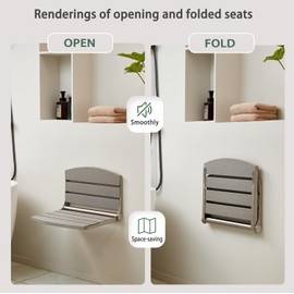 17.5" Folding Shower Seat Wall Mounted,Foldable Shower Bench,Fold Down Shower Seat,Folding Shower Seat Bench,Wall Mount Shower Seat Bench Chair (Grey)