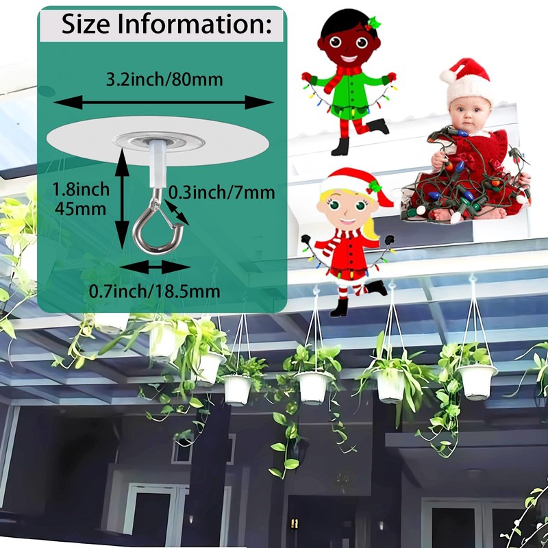 Crhexpva No Hole Adhesive Ceiling Hooks for Popcorn Concrete Textured