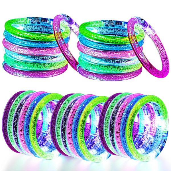 JEFHOMKIT 30 Pack Glow Sticks Bracelets,6 Color LED Bracelets,Ligh