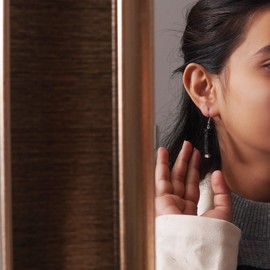 Marble Stories Marble Pillar Dangle Earrings – Long Drop Earrings for Women, Western Jewelery Gift for her (Black)