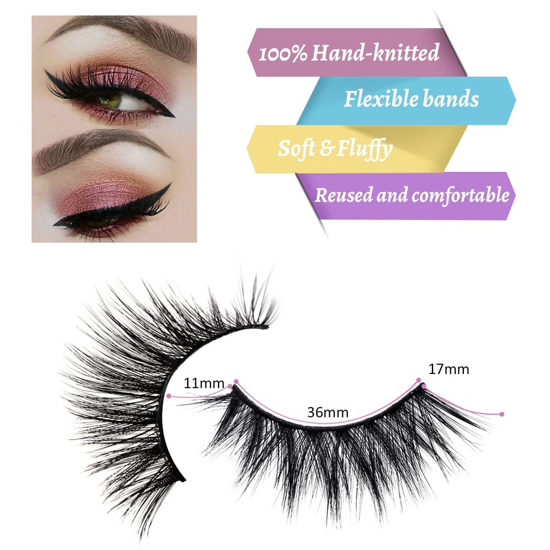 False Eyelashes, 7 Pairs, 4D Fake Lashes, Natural False Eyelashes,
