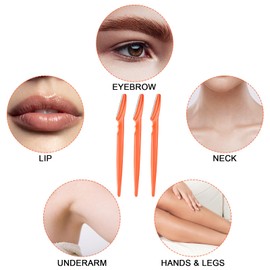 12 Pcs Eyebrow Razors, Face Razors Multipurpose, Exfoliating Dermaplaning Tools, Eyebrow Trimmers Shaver with Safety Cover, Facial Hair Removal for Women Men Body Use (Orange-red)