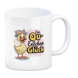 Gelbe Ente Kaffeebecher - Ein Qu-ENTCHEN Glück Lustige Tasse für Kaffeeliebhaber mit Spruch