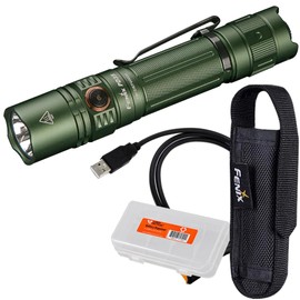 Fenix PD35 v3.0 Rechargeable Tactical Flashlight, 1700 Lumens EDC with Battery and LumenTac Organizer (Green)