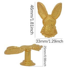 Sutfmwe Gold Bunny Knobs,Cute Unique Bunny Head Shaped Knob Pulls for Drawer Chest Dresser Closet Bookcase Door Decor Easter Theme Home Furniture Vintage Knob Handles 4PCS (Gold)