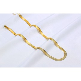 FOSIR Gold Herringbone Necklace for Women, 4mm Gold Choker Necklaces for Women, 14K Gold Plated Surgical Stainless Steel Snake Chain, 18 Inches