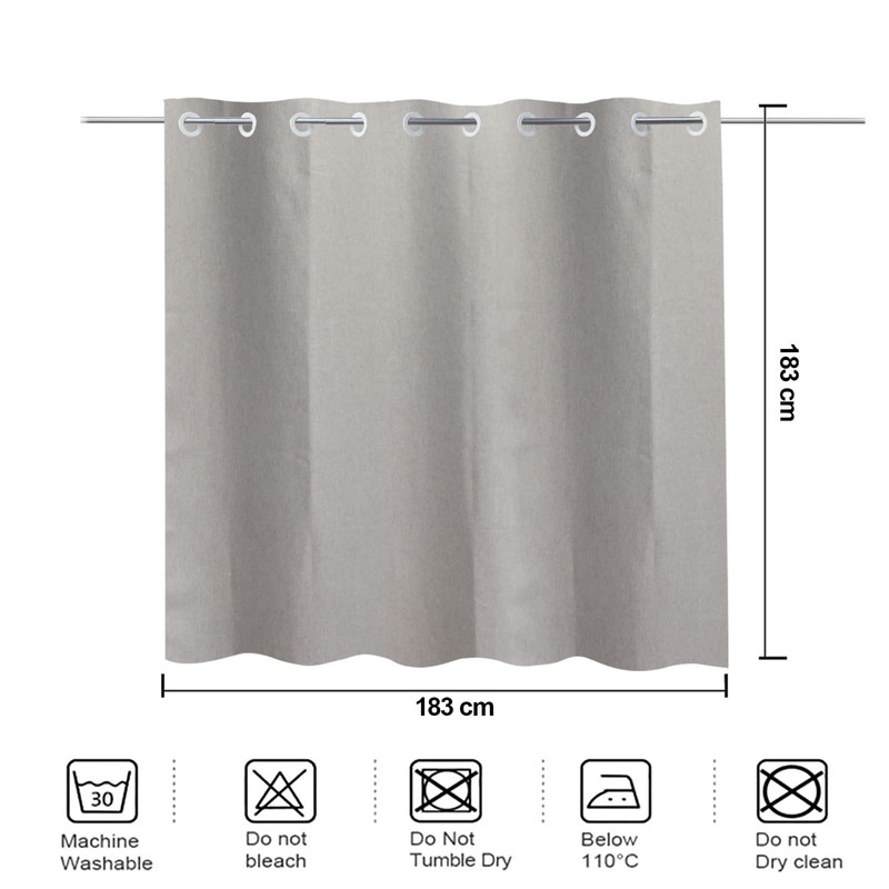 YISURE Grey Shower Curtain Linen Style Without Hooks Needed, 72x72
