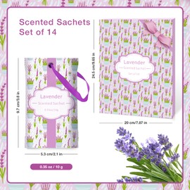SCENTORINI Lavender Sachets for Drawers and Closets, Long-Lasting Sachets Bags, Set of 14, Home Fragrance Sachet for Wardrobe, Closet, Drawer