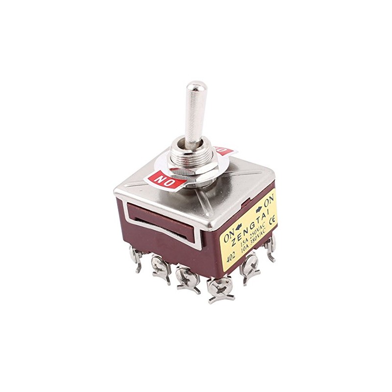 uxcell AC 15A/250V 10A/380V 12 Screw Terminals On/On 4PDT Toggle