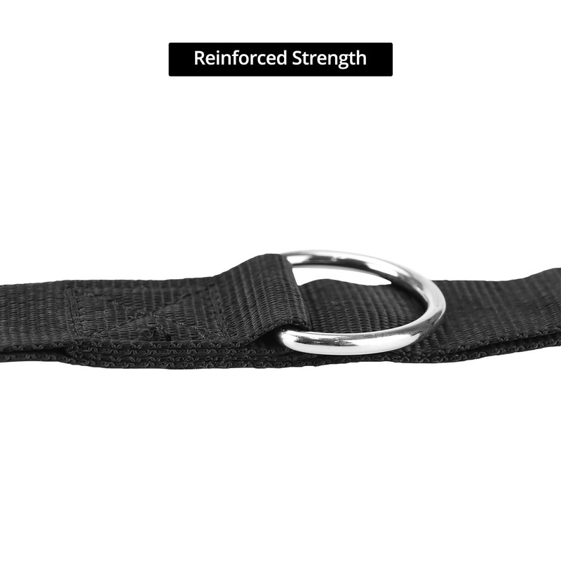 QWORK Fitness Metal Gym Handles with 5 Adjustable D-Ring Buckles