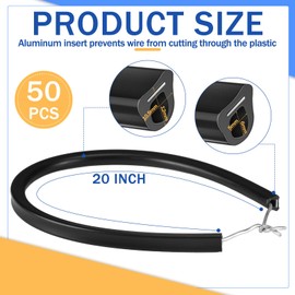 Pushglossy 50 Pcs 20" Electric Fence Underground Wire Insulator Tubing Wrap Insulator Tube for Corner Post and End of Fence, Accommodates Wire Diameters up to 12-1/2 Gauge, Black, Aluminum Insert