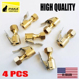 PAKA TOOLS 4 PC - Heavy Duty Brass Clip-On Female 1/4" NPT Straight Air Chuck