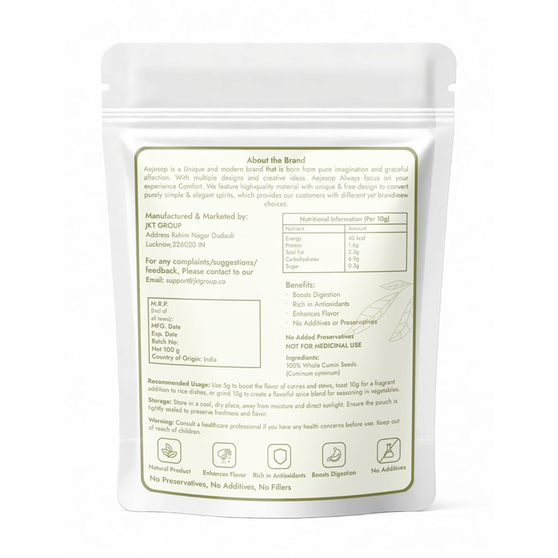 AEJESOP Cumin Seeds Whole, 3.5oz (100g)