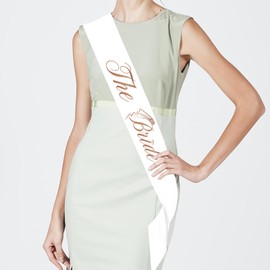 The Bride Sash - White Sash with Rose Gold Lettering - Bachelorette Bridal Shower Engagement Party Décor - Miss to Mrs,Birde to Be,Future Wifey Accessories