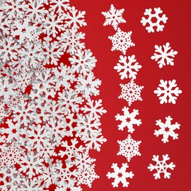 KBNIAN Pack of 200 Snowflakes Wooden Decoration Mini Snowflake Christmas Decoration Wooden Discs Scatter Decoration Wooden Snowflake Pendant for DIY Crafts Christmas