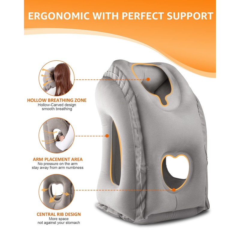 Sunany Travel Pillow, Inflatable Neck Pillow Used for Airplanes/Cars/Buses/Trains/Office Napping