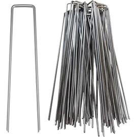 50Pcs 6inch Extra-Long U-Shaped Garden Securing Pegs,Anti-Rust Garden Stake for Dog Fences,Securing Weed Barrier Fabric Netting, Irrigation Hoses, Ground Sheets and Fleece,etc