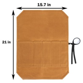 Knife Roll Bags, 16oz Waxed Canvas Knife Holder (5 Slots & Specialized Anti Cutting Fabric), Multi-Purpose Knife Pouch with Tie Rope, Khaki