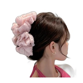 Ribbon Hair Clip, Large, Bulk Hair Clip, Hair Clip, Office, Simple, Hair Accessory, Multiple Ribbon, Gorgeous, Korean Style, Office, Popular, Stylish, Gift, Women's, 5.1 inches (13 cm), Pink