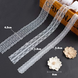 VGOODALL 40 m Lace Border Lace Ribbon, 4 Rolls White Vintage Ribbon 2 Lace Flowers for Wedding Table Decoration Crafts Gift Ribbon DIY Crafts