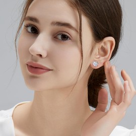 KRKCLIFE 1.2CT Moissanite Studs Earrings for Women Men, Lab Created Diamond Stud Earring in 14K White Gold, D Color, VVS1, 6 Prong Setting, S925 Sterling Silver Hypoallergenic Jewelry