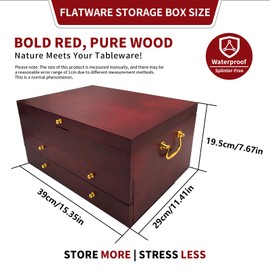 chicify 3-Layer Silverware Storage Box, Kitchen Drawer Organizer, Drawer-containing flap-type storage box, Wood Chest, with Tarnish Proof Felt Lined, Storage Silver Chest for Kitchen, without Cutlery