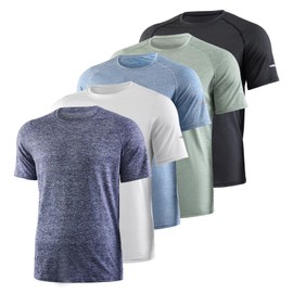 5-Pack Men's Workout T-Shirts - Reflective & Moisture-Wicking, Stretch Breathable Fabric for Running,Gym & Outdoor (XXL)