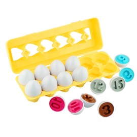 Dimple 12 Play Numbers Egg Matching Toy Play Matching Eggs Easter Toy w/Holder - Egg Toys for Toddlers STEM Egg Toys Colors & Shapes Recognition for Kids -Educational Color Sorting Toy