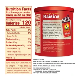 Sun-Maid California Sun-Dried Raisins - 13 oz Resealable Canister - Dried Fruit
