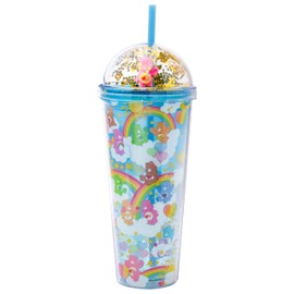 Silver Buffalo Care Bears Multi Character Rainbows Clouds and Stars 24oz. Dome Top Travel Tumbler