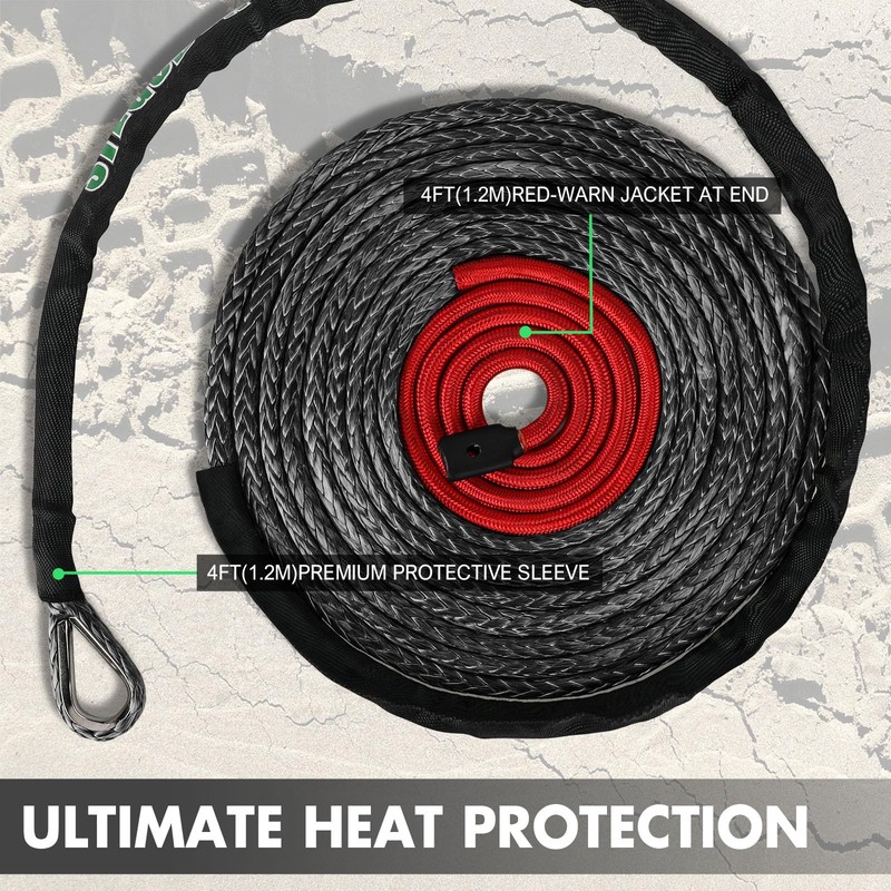 STEGODON Synthetic Winch Rope, 3/8" x100ft 23809LBS Dyneema Winch Rope