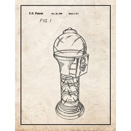 Gumball Machine Patent Print Old Look with Border (24" x 30") M15623