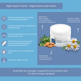 Linea Soft Night Repair Creme 50ml - hochdosiert direkt vom Hersteller - Nachtcreme - Regeneration der Haut - Hyaluron - Panthenol und Bisabolol - Made in Germany