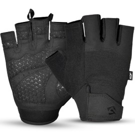 AQF Gym Gloves for Men & Women - Lightweight, Breathable, Anti-Slip Weightlifting Gloves with Palm Protection for Crossfit, Training, Workout & Exercise (Black, L)