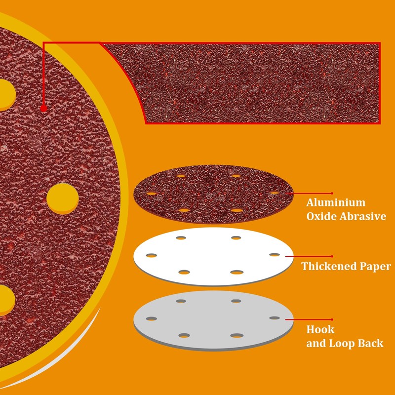 Mimhooy 225mm Sanding Disc Hook and Loop 60 Grit Sandpaper