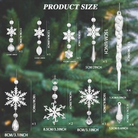 Christmas Tree Decorations Acrylic Icicle Snowflake Ice Drop Pendants Pack of 16 Christmas Tree Decorations Snowflake Christmas Tree Decoration Christmas Tree Crystal Decorations