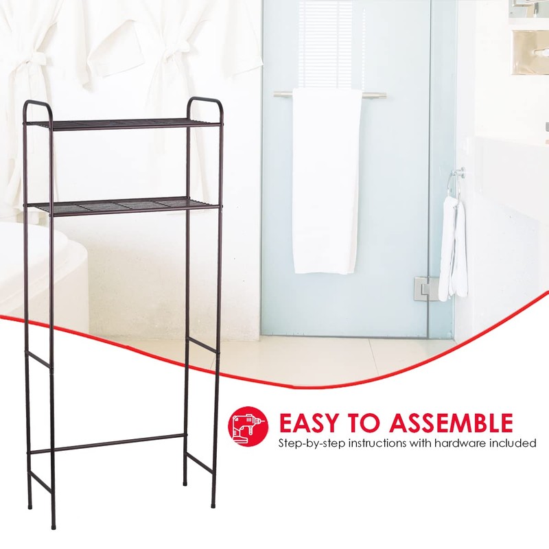 Home Basics 2 Tier Over The Toilet Bathroom Space Saver,