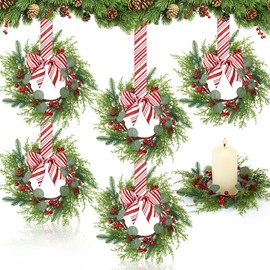 Suncalla 6 Pcs Christmas Kitchen Cabinet Wreaths Bulk, Red, White