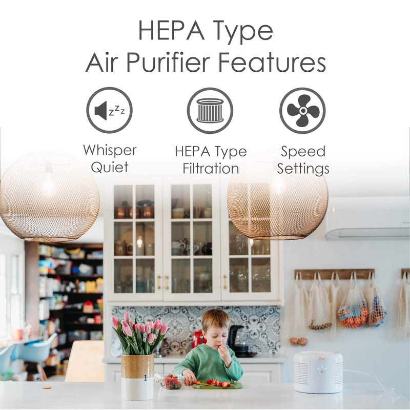 Crane Quiet HEPA Air Purifier for Home, Pets & Baby